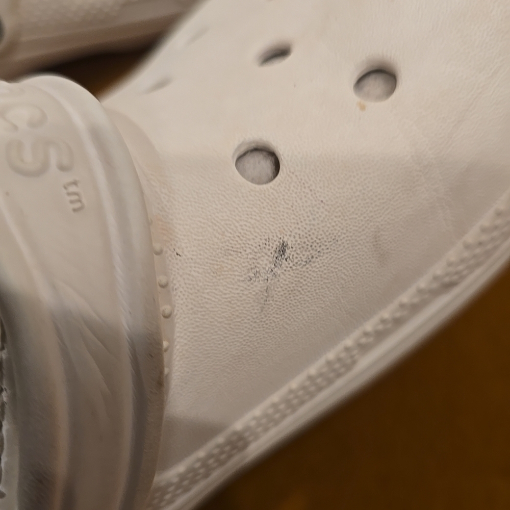 Crocs Classic White Clog with gray comfort liner Unisex Men's 5 women's 7 - Picture 7 of 10